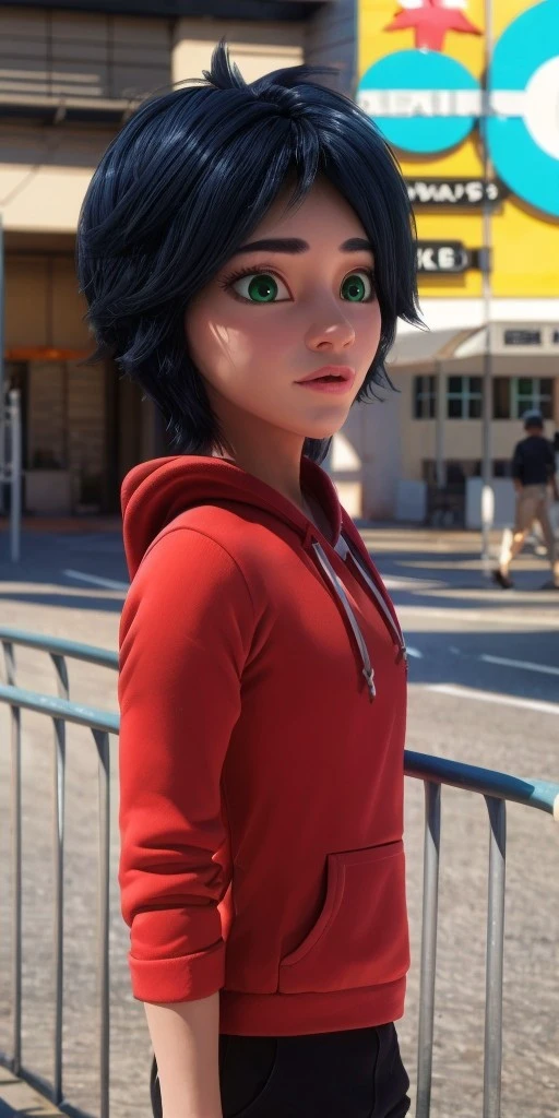 Hyperrealistic, photorealistic, super detailed, (1boy), (boy's chest), bright red hoodie, messy rock-style black hair with blues reflections, vivid green eyes, tan skin, body like in real life, large pores, thick eyebrows, slender face with a pointed chin, fairly tall, slender, unreal engine, octane render, droped shadow, bokeh, cinematic lighting, <lora:add_detail:0.5>, <lora:Volumetric_lighting:0.6>, Marc Anciel, <lora:3e4e5df5-a216-430d-82d8-1a8f0af9e99e:0.7>