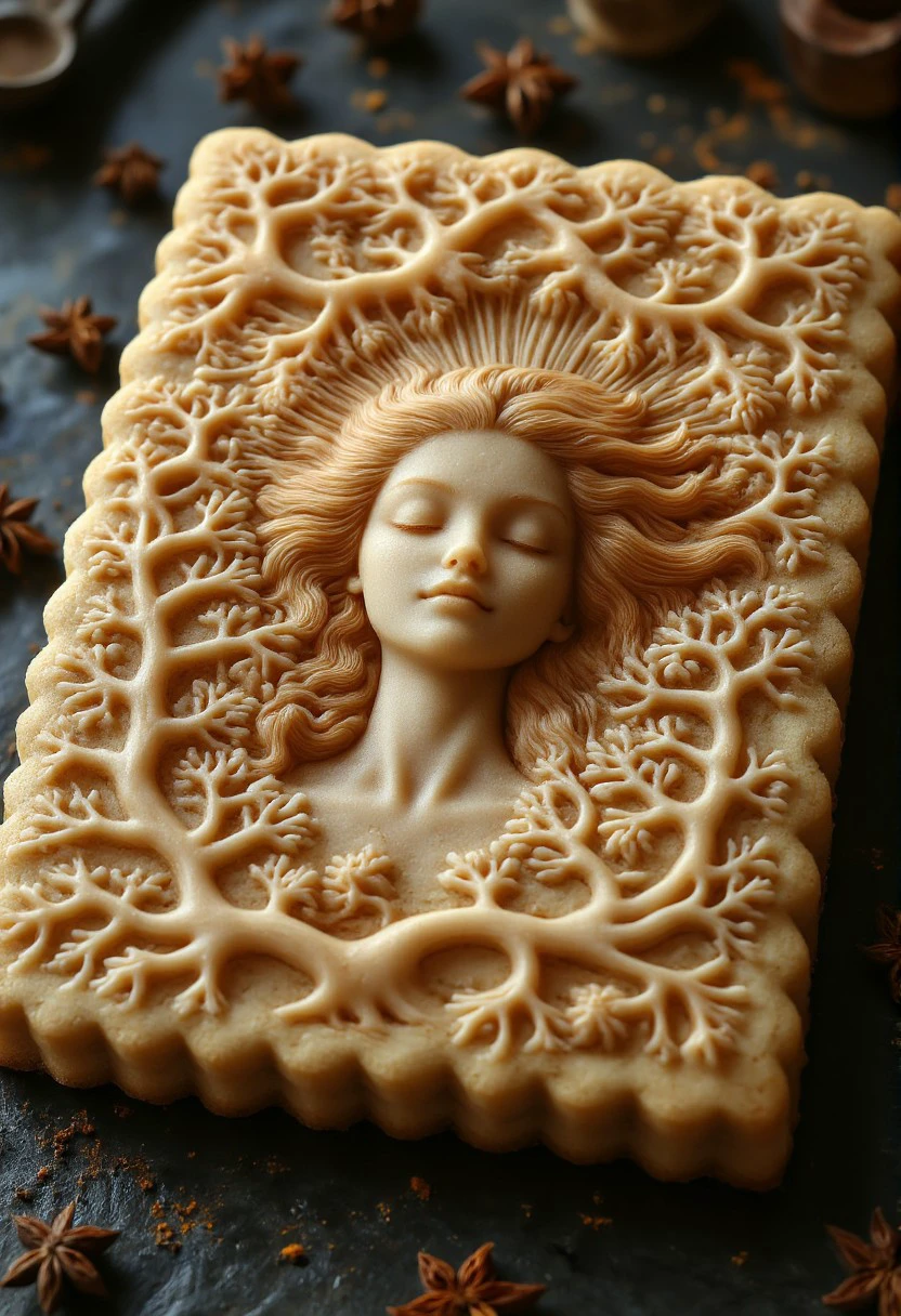 Spekulatius high-resolution photograph of an intricately carved cookie