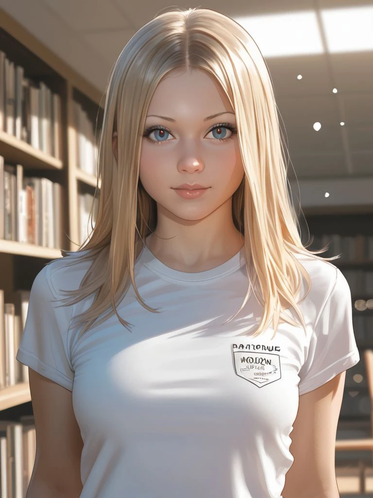 <lora:TiffT33n_pdxl_v10:0.8>, TiffT33n, 1girl, solo, long hair, upper body, U-Neck T-shirt, bookstore, masterpiece, best quality, highly detailed, score_9, score_8_up, score_8, semi-realistic, photorealistic, <lora:add-detail-xl:0.9>, zPDXLrl, realistic eyes, hyper realistic eyes, pretty eyes,