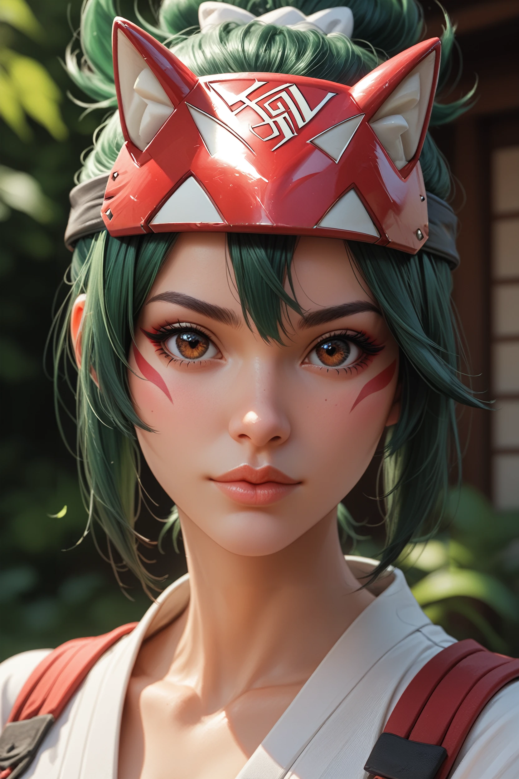 AVATAR SECOND LIFE Korean girl, red blouse, Asian, hair green, hair green, hair green, korean girl perfect and detailed face, imvu, maximalist details, AVATAR SECOND LIFE Korean blusa , neon,