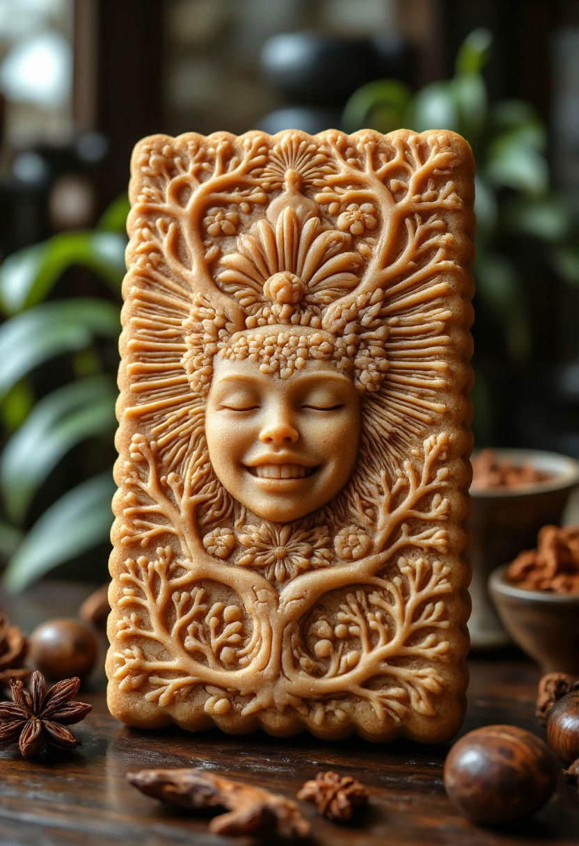 Spekulatius high-resolution photograph of an intricately carved cookie