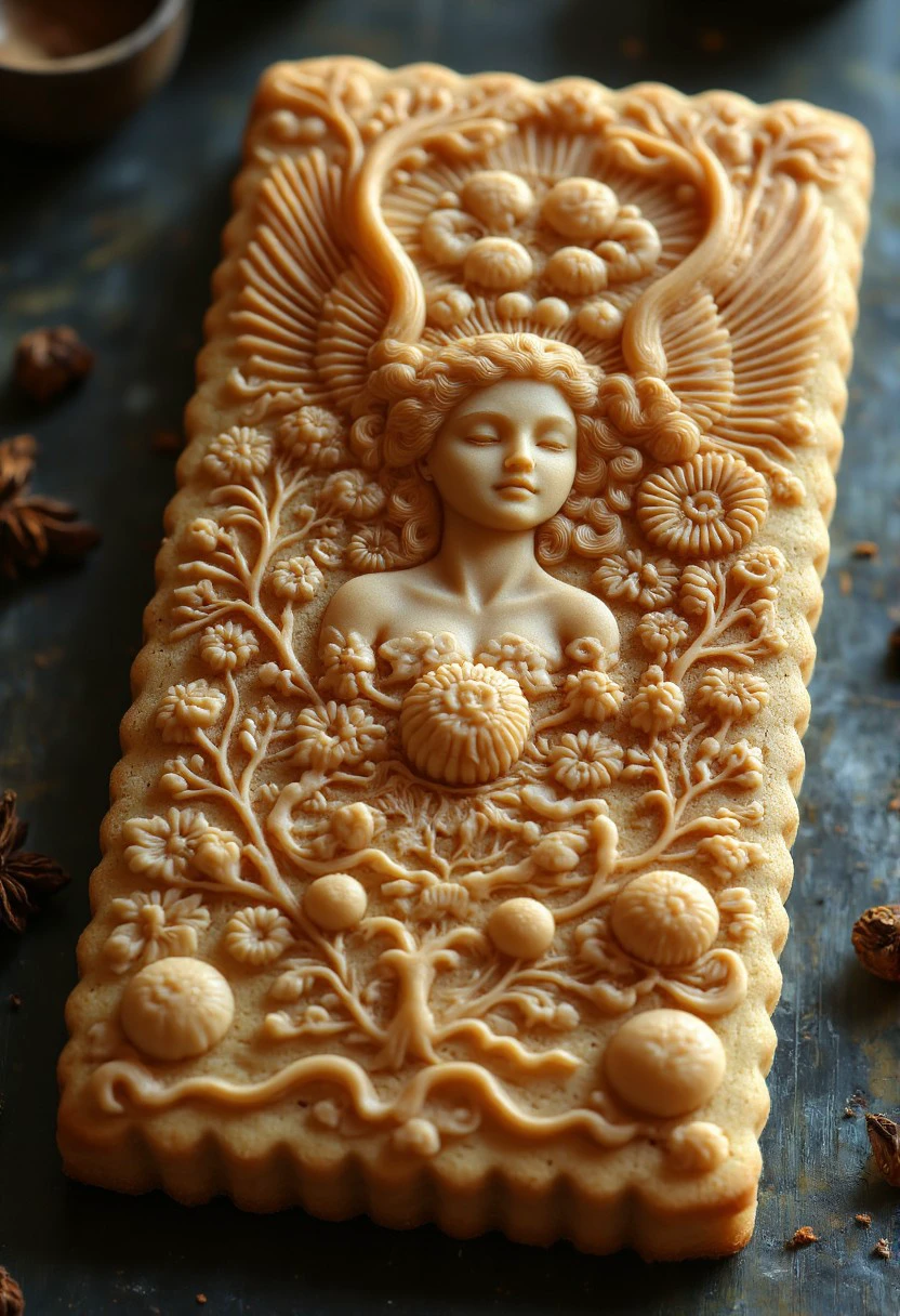 Spekulatius high-resolution photograph of an intricately carved cookie