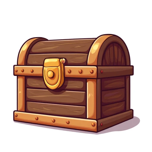 gmic_\(katongtiezhi\)Medieval treasure chest,(( White background, simple background))),masterpiece,best quality,great quality,good quality