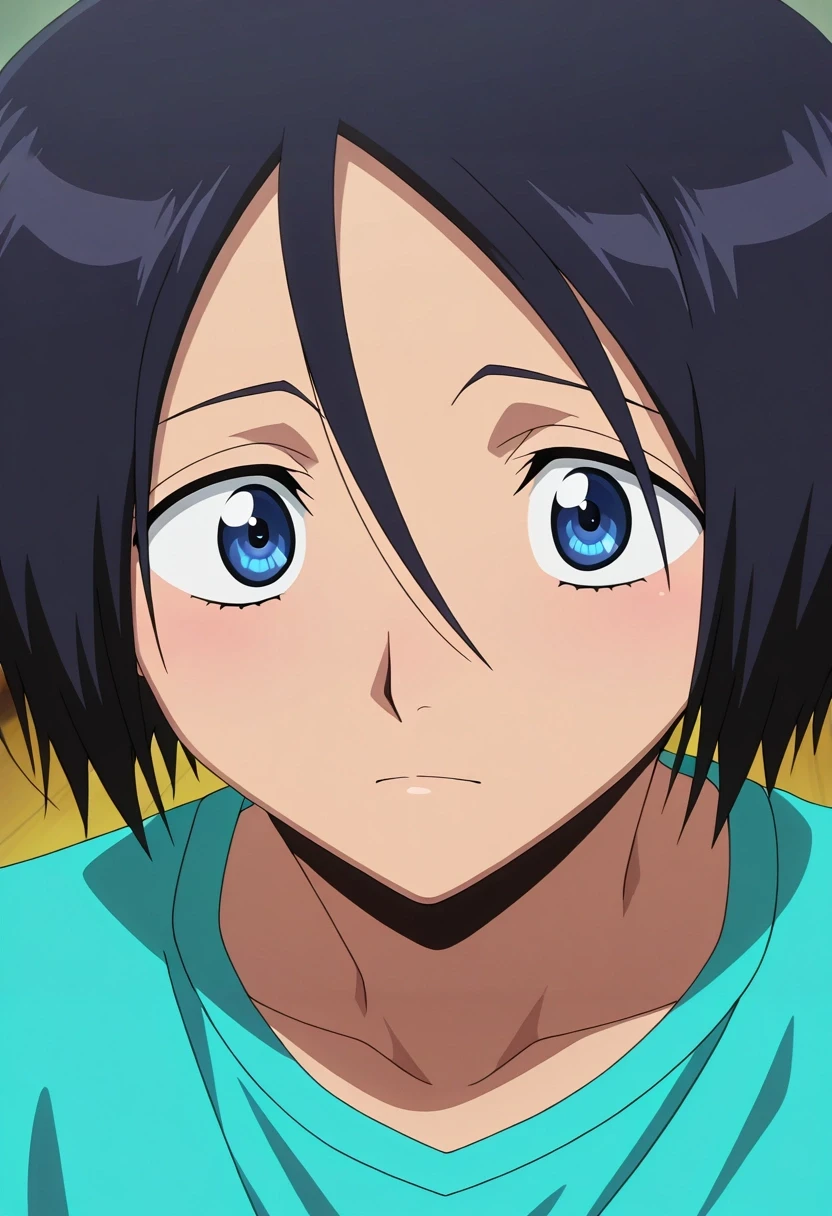 masterpiece, best quality, , anime screencap, , official style, , , 1boy, solo, male focus, <lora:hanatarou_yamada_ilxl:0.9>, hanatarou_yamada, black hair, blue eyes, short hair, hair between eyes, , ,