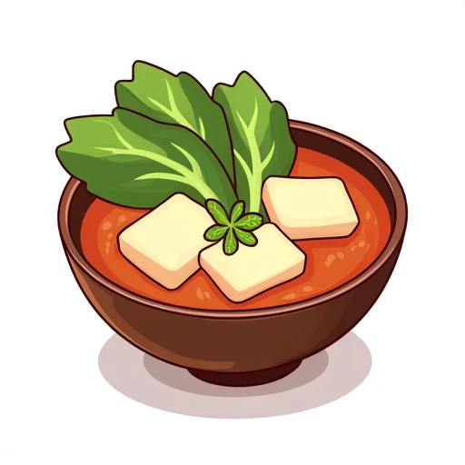 gmic_\(katongtiezhi\), A bowl filled with tofu and green vegetables, soup,(( White background, simple background))),masterpiece,best quality,great quality,good quality