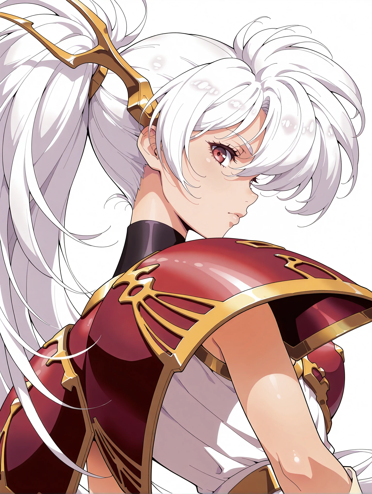 masterpiece,best quality,amazing quality,
1girl,solo,<lora:luna_ilxlv1:1>,Luna,white hair,red eyes,hair ornament,ponytail,l_clothes,shoulder armor,
<lora:Fixhands_anime_bdsqlsz_V1:1>,looking_at_viewer,upper_body,face_focus,dynamic_angle,cinematic_angle,white_background,simple_background,profile,expressionless,