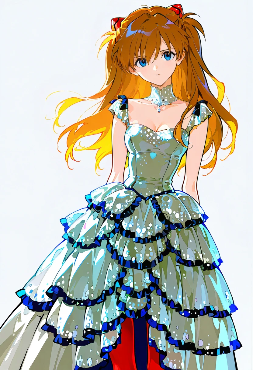 1girl,solo,looking at viewer,ikeda ruriko, layered gown,glitter,souryuu_asuka_langley