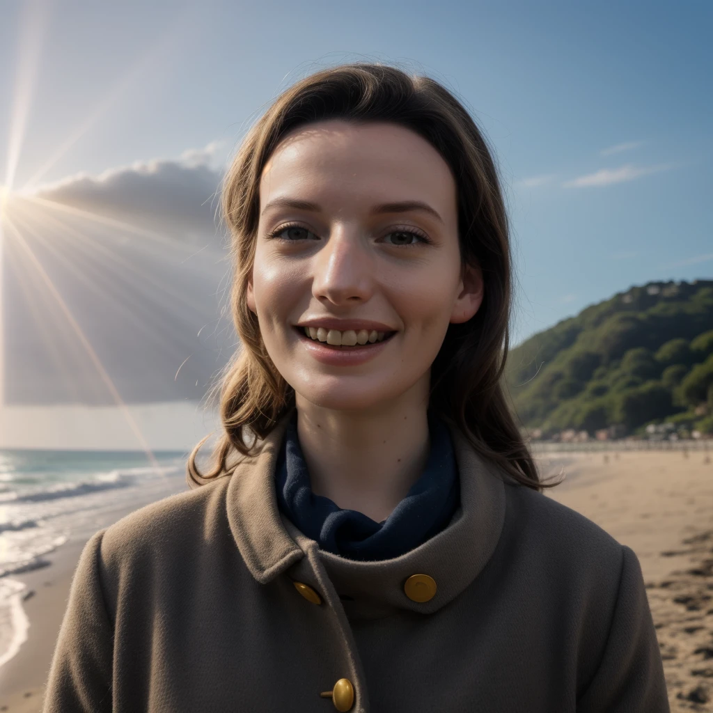 <lora:Gaitejansen:1>gaite jansen god rays and the smile of heaven on the beach, 4k, tack sharp, highest quality, masterpiece