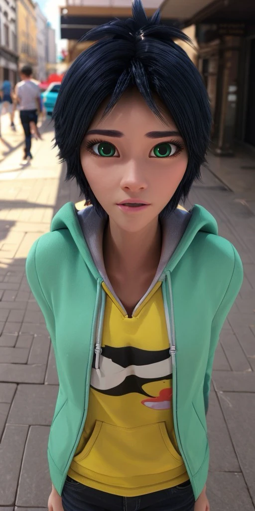 Hyperrealistic, photorealistic, super detailed, (1boy), (boy's chest), bright red hoodie, messy rock-style black hair with blues reflections, vivid green eyes, tan skin, body like in real life, large pores, thick eyebrows, slender face with a pointed chin, fairly tall, slender, unreal engine, octane render, droped shadow, bokeh, cinematic lighting, <lora:add_detail:0.5>, <lora:Volumetric_lighting:0.6>, Marc Anciel, <lora:3e4e5df5-a216-430d-82d8-1a8f0af9e99e:0.7>