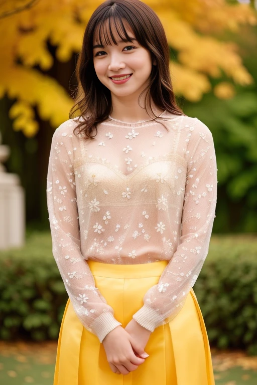 1girl,,(RAW photo, best quality), (realistic, photo-realistic:1.4), masterpiece, an extremely delicate and beautiful, extremely detailed, 2k wallpaper, Amazing, finely detail, extremely detailed CG unity 8k wallpaper, ultra-detailed, highres, soft light, beautiful detailed girl, extremely detailed eyes and face, beautiful detailed nose, beautiful detailed eyes,cinematic lighting,perfect anatomy,
(at a park), (autumn scenery),(golden gingko leaves in the background), Tokyo university, (bokeh)
(wearing blouse) (long skirt)
(free poses)
(smiling)
<lora:naganomeiV2_lora:0.8> <lora:chest size:-1>
