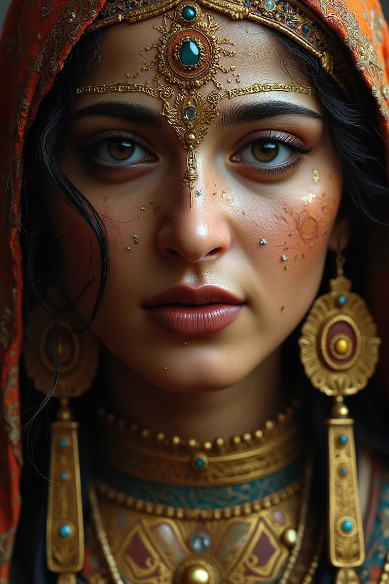 ancient art of an indian queen, close up