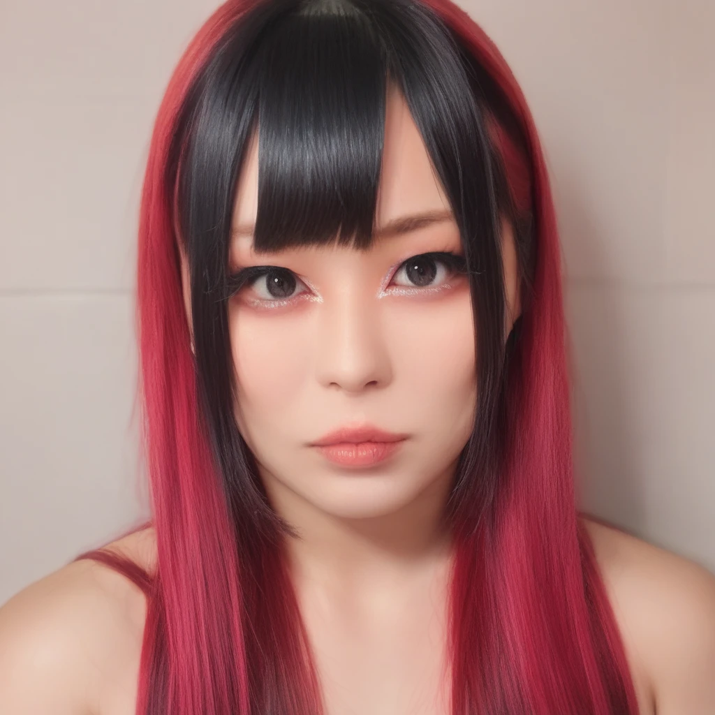 score_9, score_8_up, score_7_up,   <lora:IYO_SKY_v2:1>,1yosky, 1girl, realistic, solo, black hair, red hair, multicolored hair, long hair, parted bangs, black eyes, lips, looking at viewer, portrait,