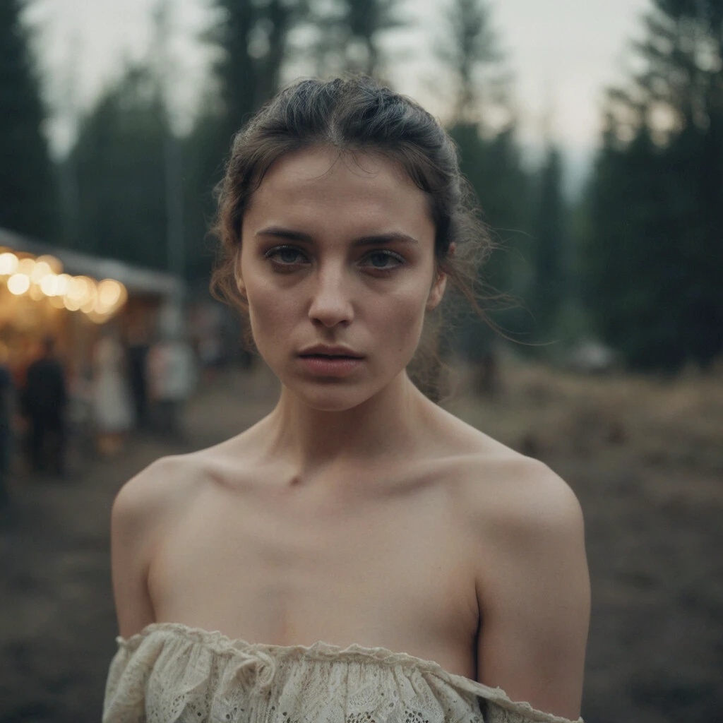 cinematic still, style of Alessio Albi, A fair-skinned woman. 35mm photograph. emotional, harmonious, vignette, highly detailed, high budget, bokeh, cinemascope, moody, epic, gorgeous, film grain, grainy