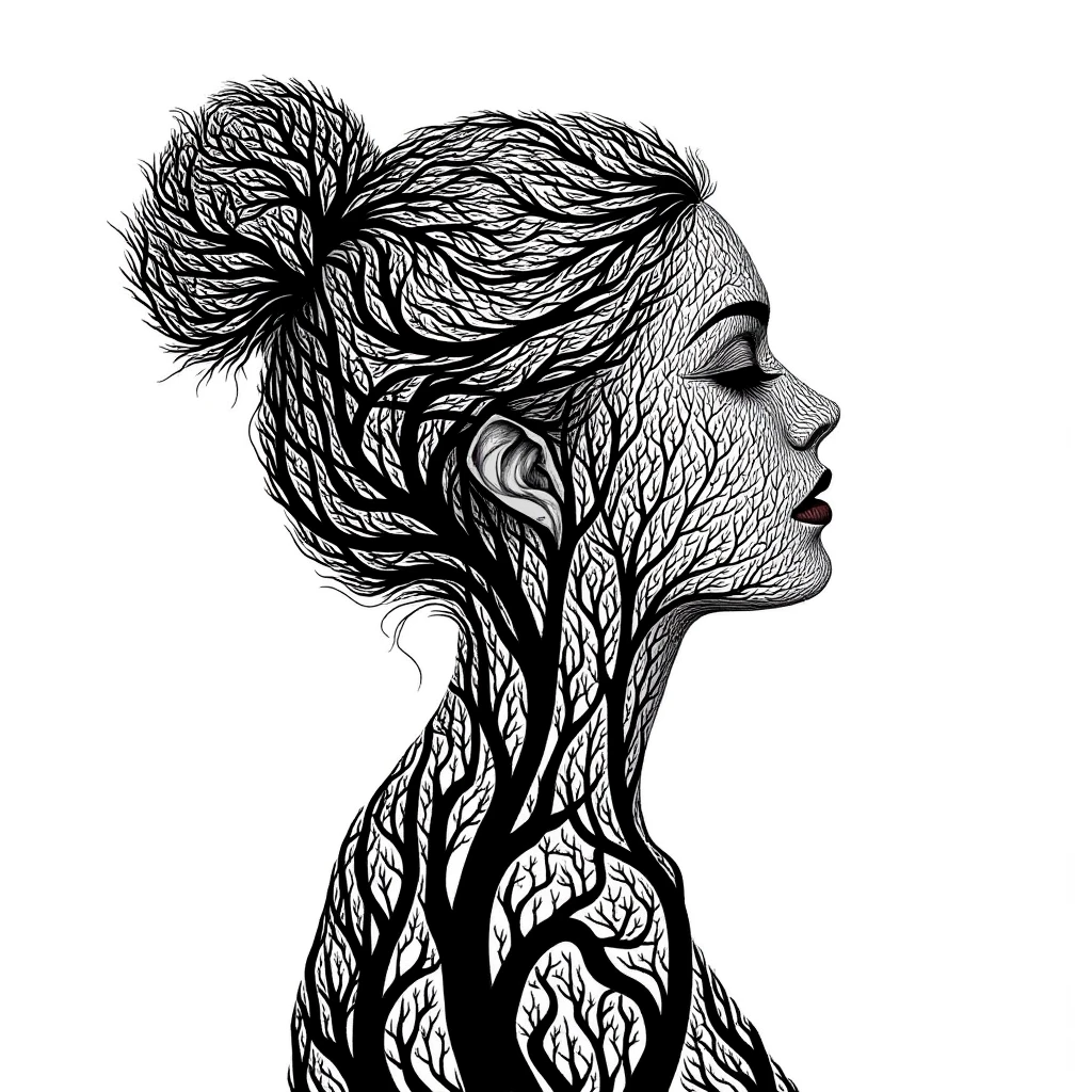 Silhouette surrounded by tree branches | SSS++ v1.0