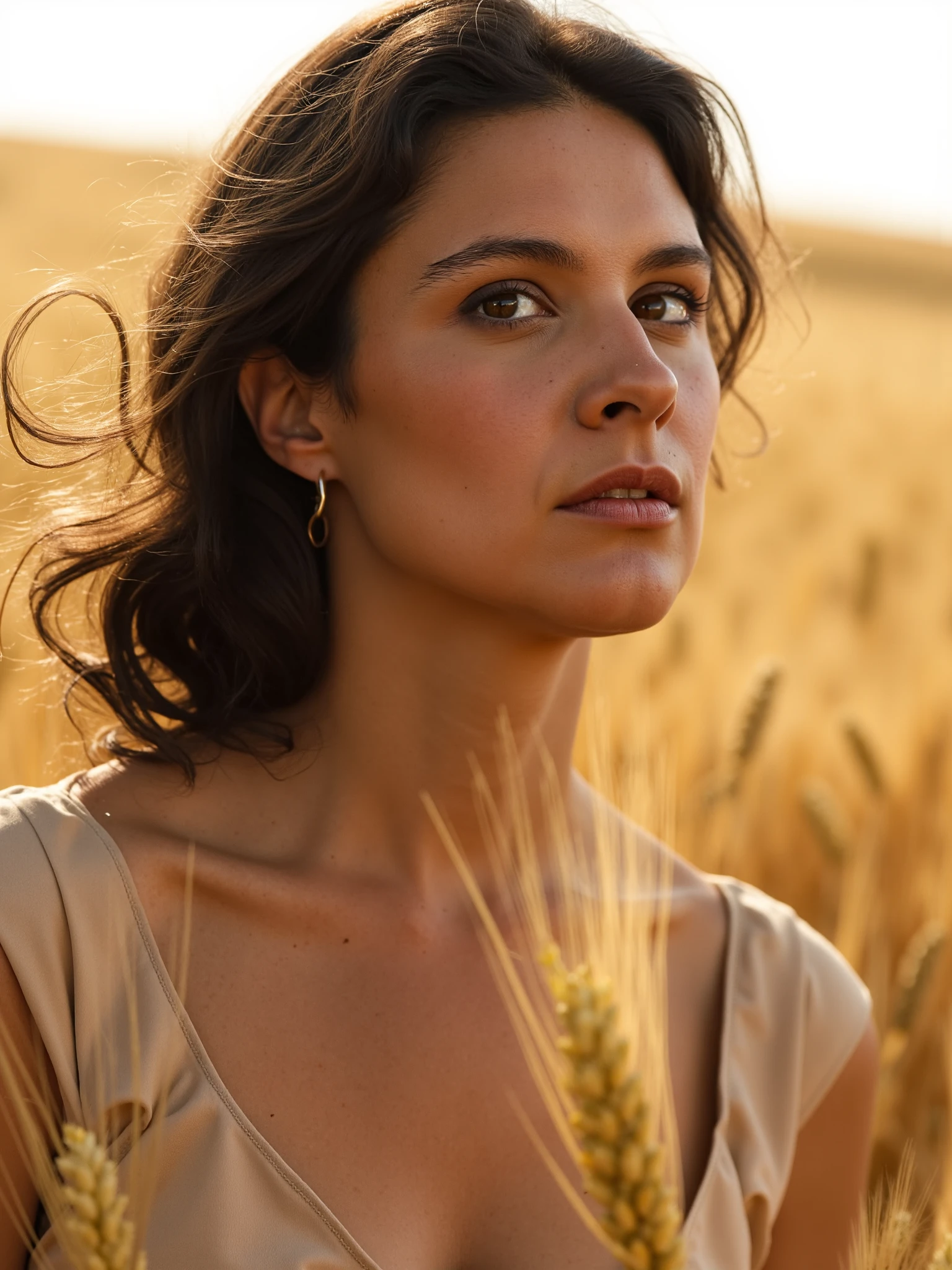 <lora:Apolline-de-Malherbe_Flux1D_LOREVER:1.2>
This is a photograph featuring ApoDeMal, a woman with light olive skin in a chic dress. She is in a wheat field. The Zenyth light is magnificent, subduing the atmosphere. The lens is focused on her face. In perfect exposure with perfect contrasts with intricate light work.