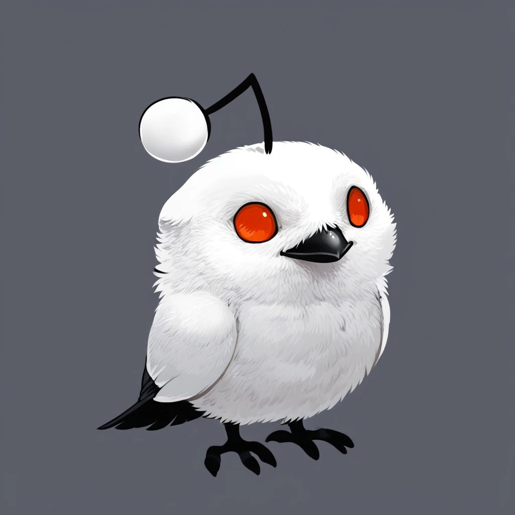 score_9, score_8_up, score_7_up, score_6_up, score_5_up, score_4_up, 1snoo, white, red eyes, antenna, shimaenaga, animal focus, animal, no humans, passerine beak, black and white feathers, whitehead