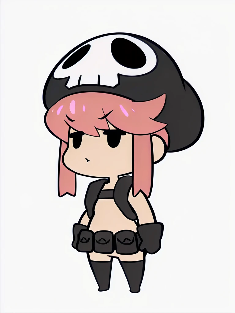 masterpiece, best quality, <lora:jakuzure_nonon-20:0.8>, (jakuzure nonon), (black soft hat), (holster), (black gloves),(utility belt),(shoulder holster), <lora:gudaguda-20_hi_res:0.8>, (gudaguda), (chibi), (o_o)