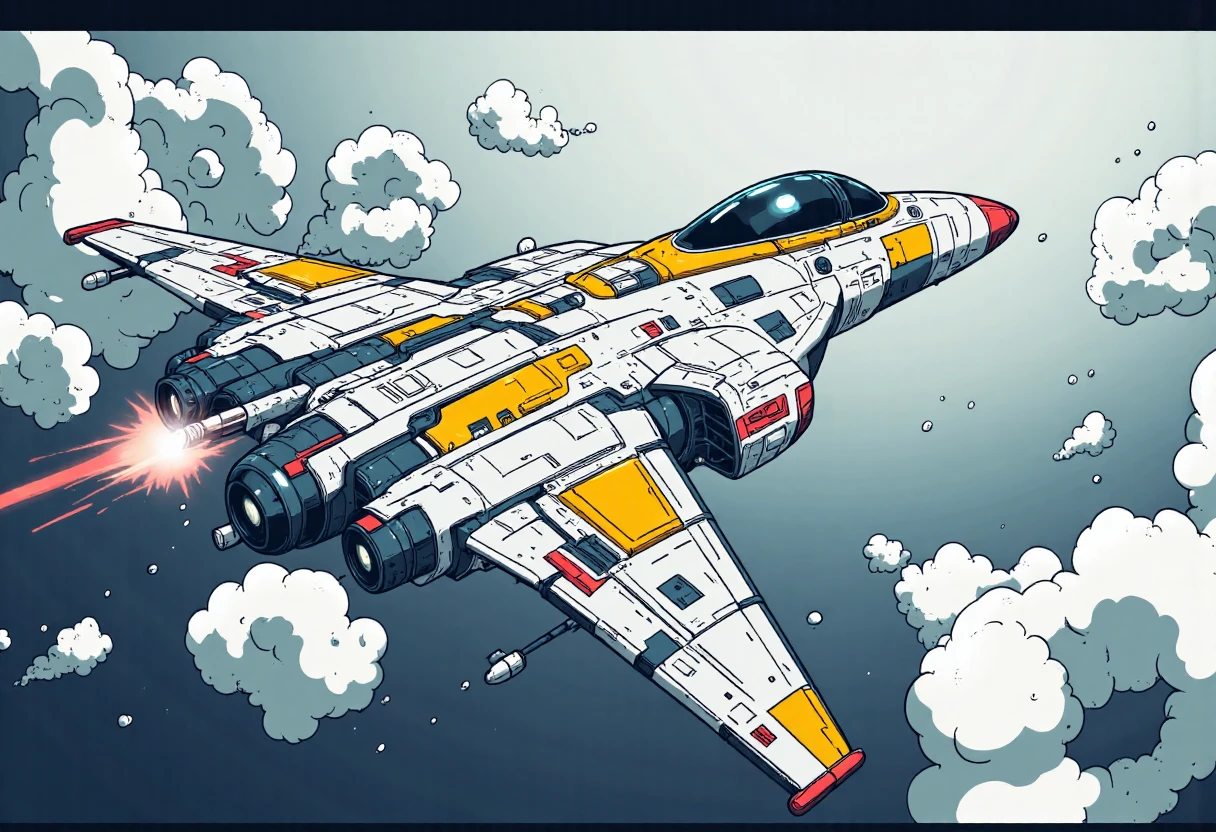 in the style of ff-csff, a fighter jet
<lora:Comic_Sci-Fi_Fantasy_FLUX:1>