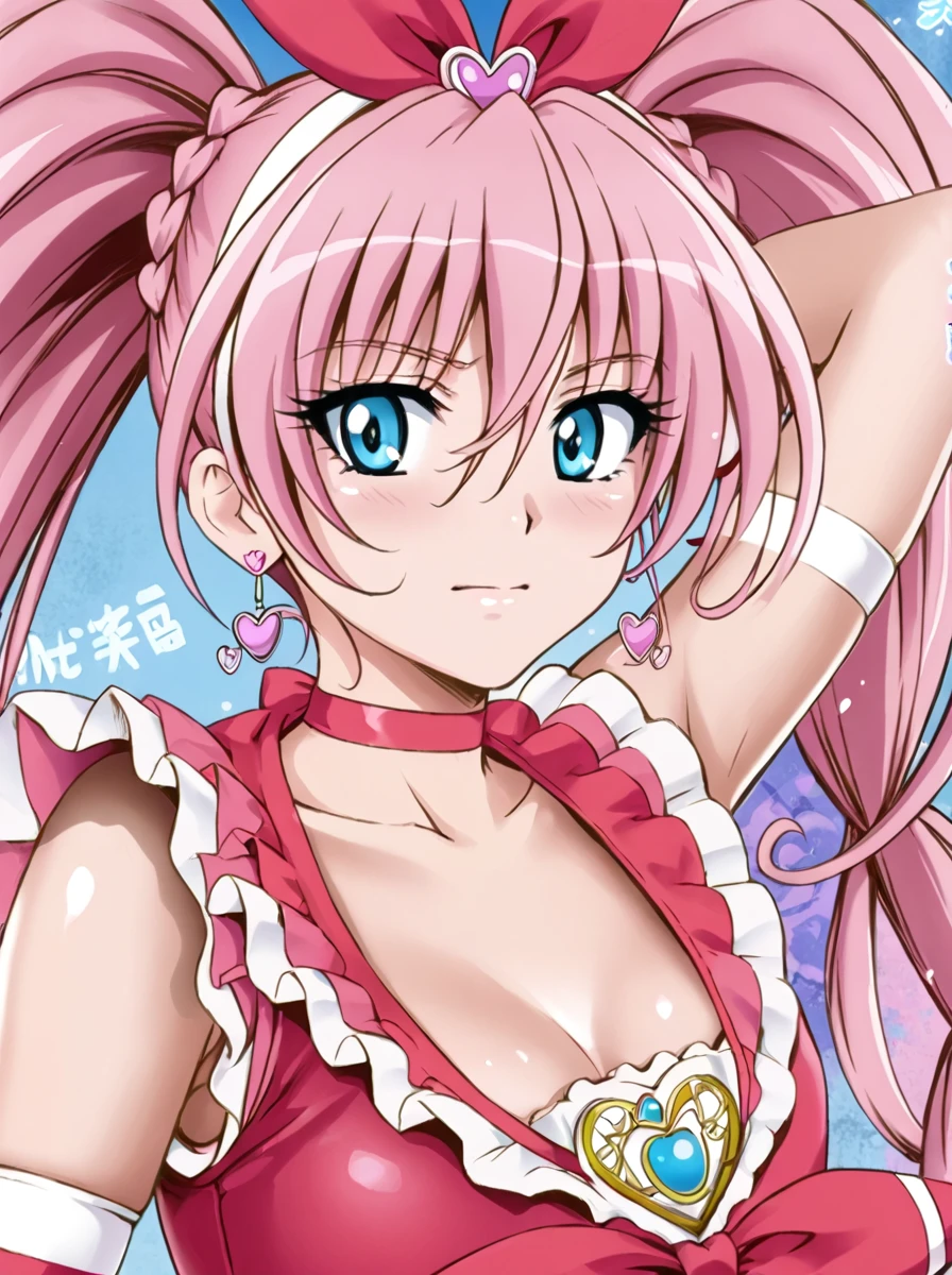 detailed background, shiny skin, posing, rating safe,
<lora:cyclone.pony:1>,
curemelody,
upper body,