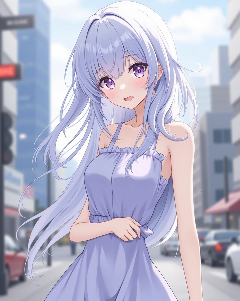 an anime girl,best quality,8K wallpaper,full body,city,dress