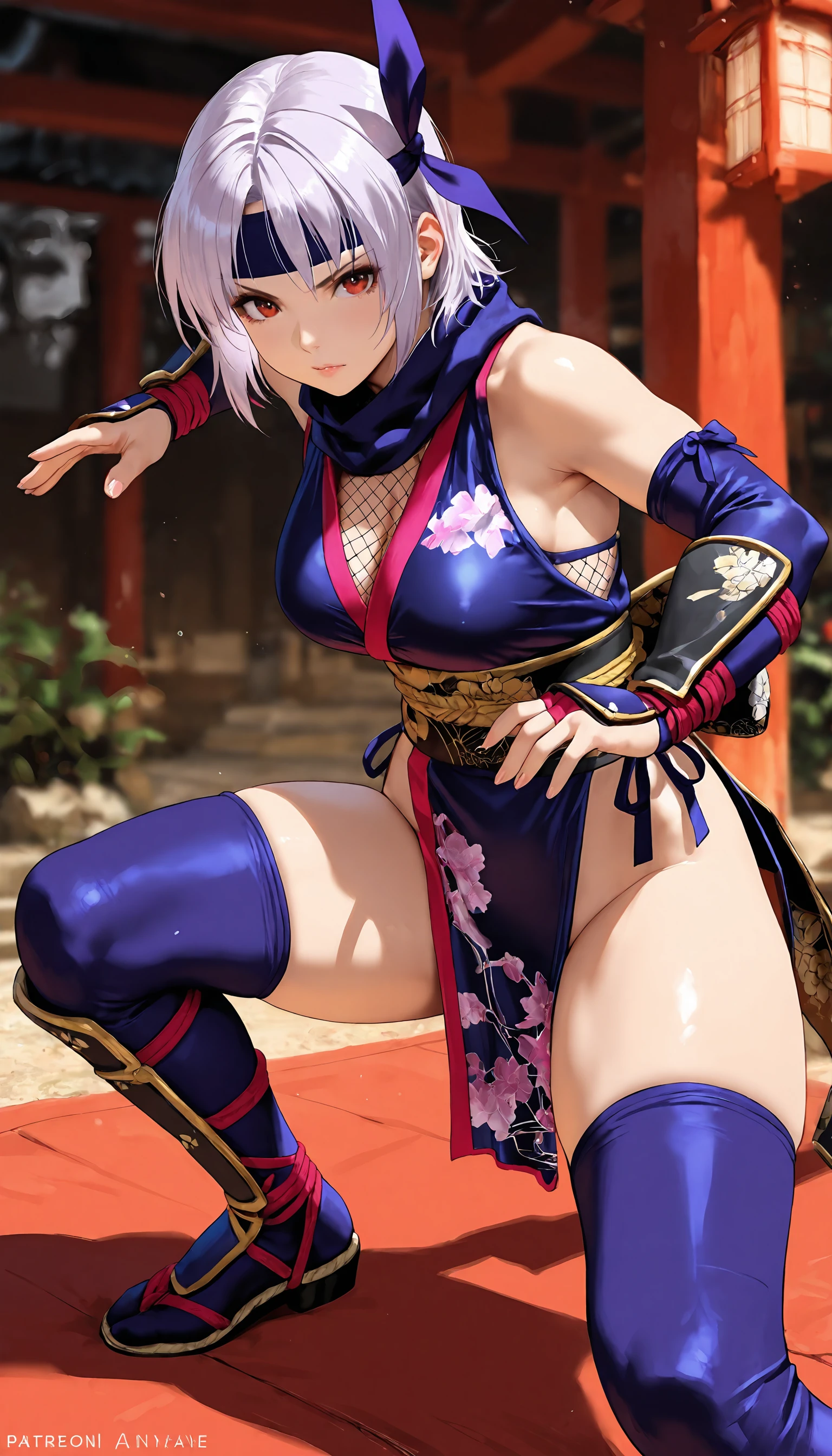 Ayane , dead or alive , , fighting stance,sexy ninja outfit, masterpiece, best quality, amazing quality, detailed background, intricate details