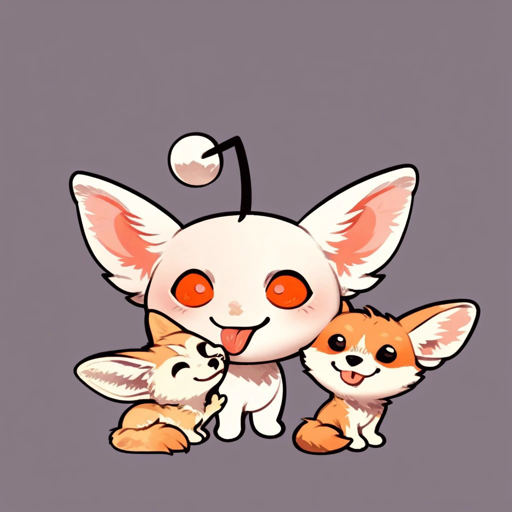 score_9, score_8_up, score_7_up, score_6_up, score_5_up, score_4_up, 1snoo, white, red eyes, antenna, fennec fox, tongue out, lick