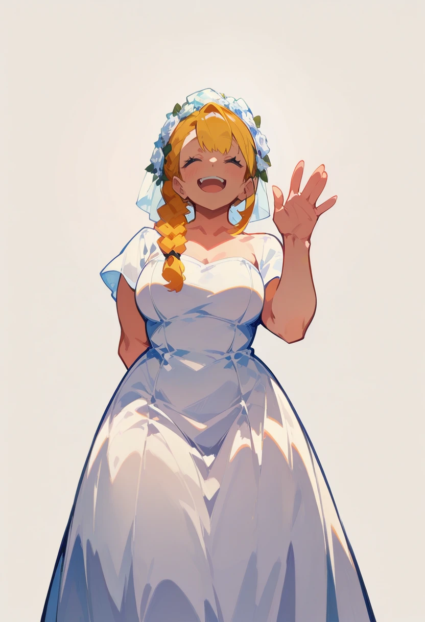 1girl,   golden hair, asymmetrical hair,  front braid,      plump,  
BREAK   1girl, One Hand Up And Waving Hand, One Hand Behind Back,       
BREAK               white wedding dress,  Wedding ceremony, marriage,     
BREAK safe, masterpiece, best quality, very aesthetic, absurdres, highres, newest, <lora:ponyv5_noobV065S_1_adamW:0.7>, <lora:lora:0.4>, <lora:Unstable_v1.0_f:1>