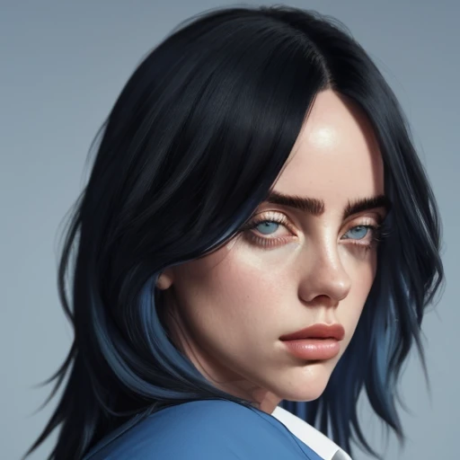 <lora:Billie_Eilish:1>, 1girl, Billie Eilish, Billie ,  Eilish, black hair, fluffy hair, light  blue eyes, huge breasts, stretched shirt, tight shirt, nipples
realistic, photo, sharp, graphic , photo realistic, realism, detailed, detailed eyes, detailed face, score_7_up, score_8_up, score_9_up, best quality