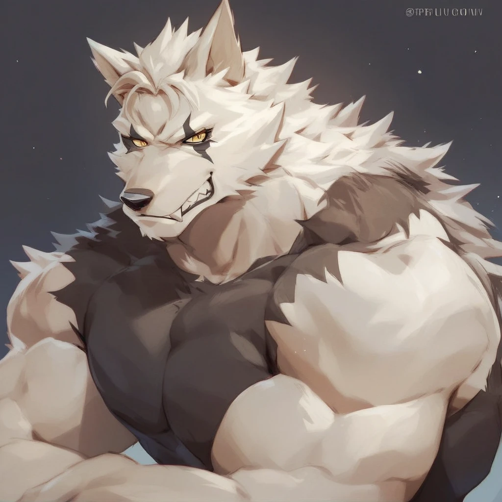 source_furry, score_9, score_8_up, score_7_up, 1boy, solo, portrait, prettycurejuna_furry, wolf, furry, anthro, muscles, muscular, bodybuilder,