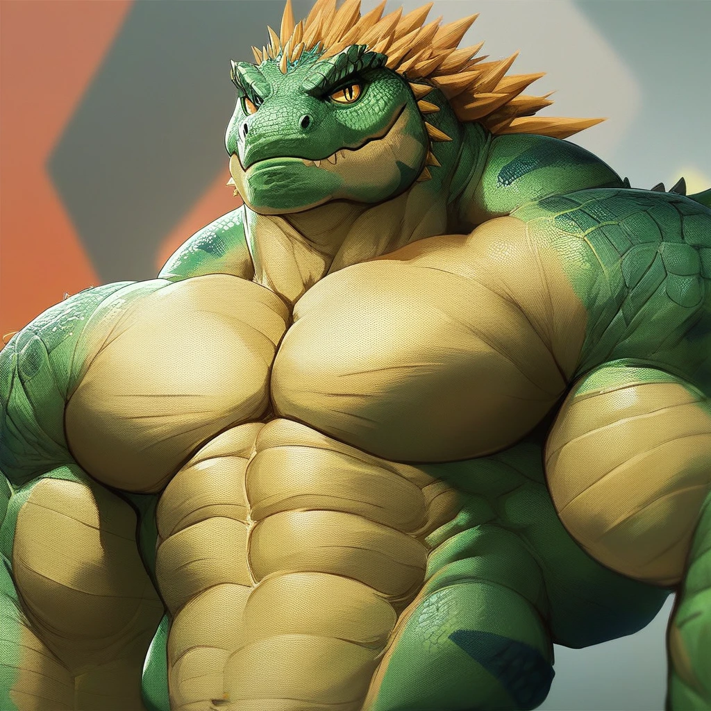 source_furry, score_9, score_8_up, score_7_up, 1boy, solo, portrait, thelizardSDM2, lizard, furry, anthro, muscles, muscular, bodybuilder, hyper muscles,