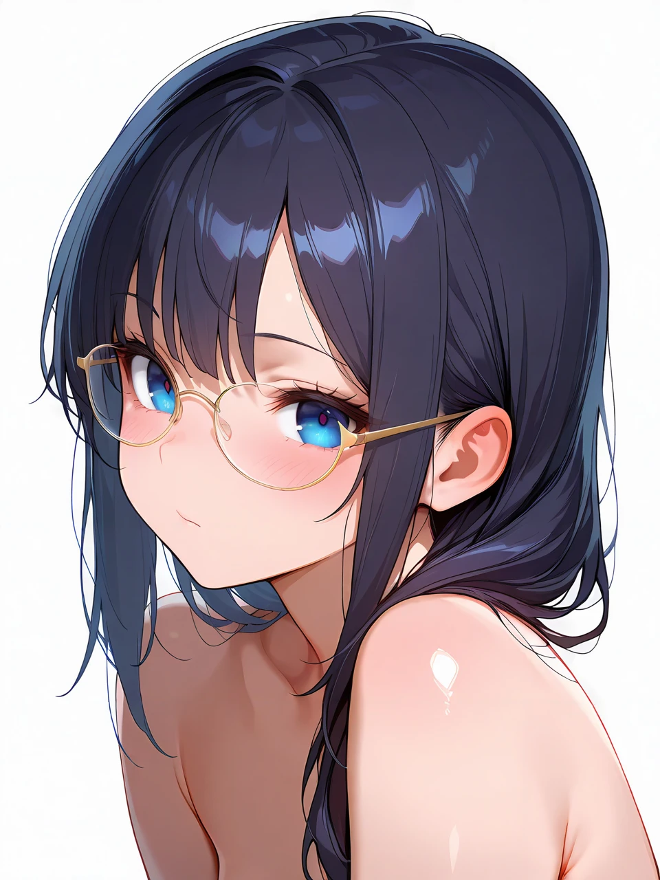 masterpiece,amazing quality,best quality,ultra-detailed,8K,illustration,CG,shiny hair,clear skin,ultra-detailed-eyes,simple background,cute girl, eyelashes <lora:glasses_illustrious_V1.0:0.8> glasses