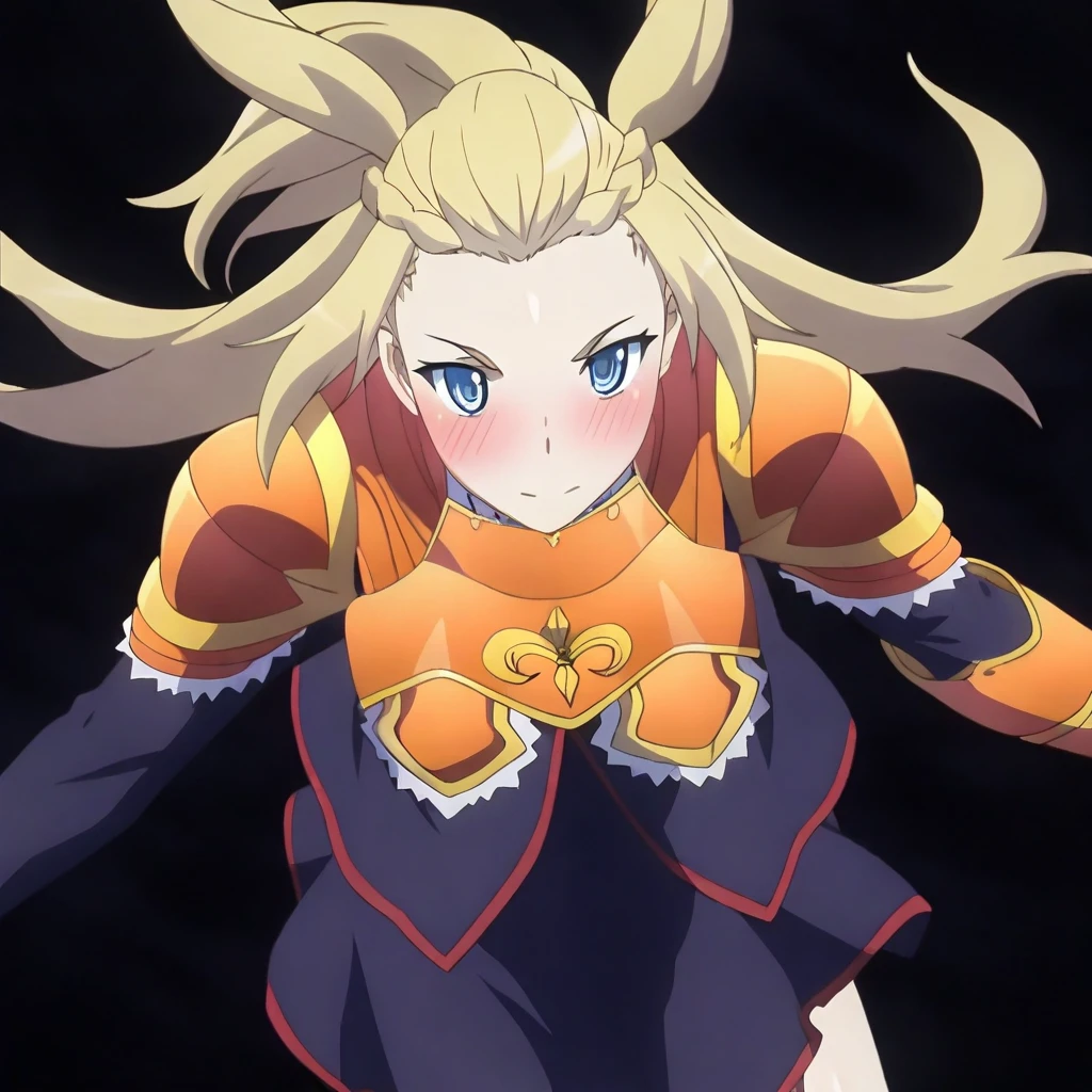 score_9, score_8_up, score_7_up, score_6_up, source anime, BREAK
<lora:konosuba_darkness:0.8> lalatinapnxl, darkness \(konosuba\), ponytail, solo, bodysuit, looking at viewer, smile, cowboy shot