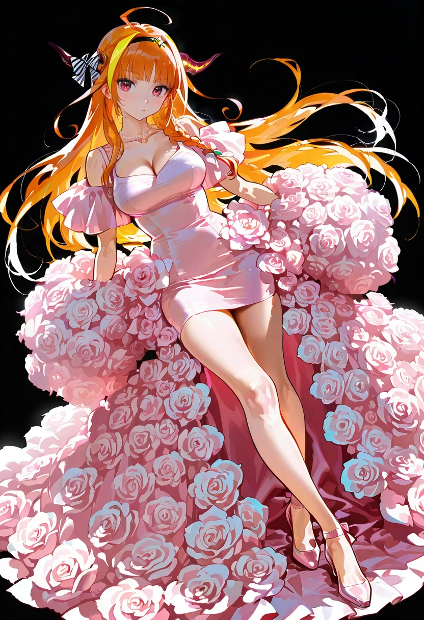 1girl,solo,looking at viewer,ikeda ruriko,rose dress, pink dress, kiryu_coco