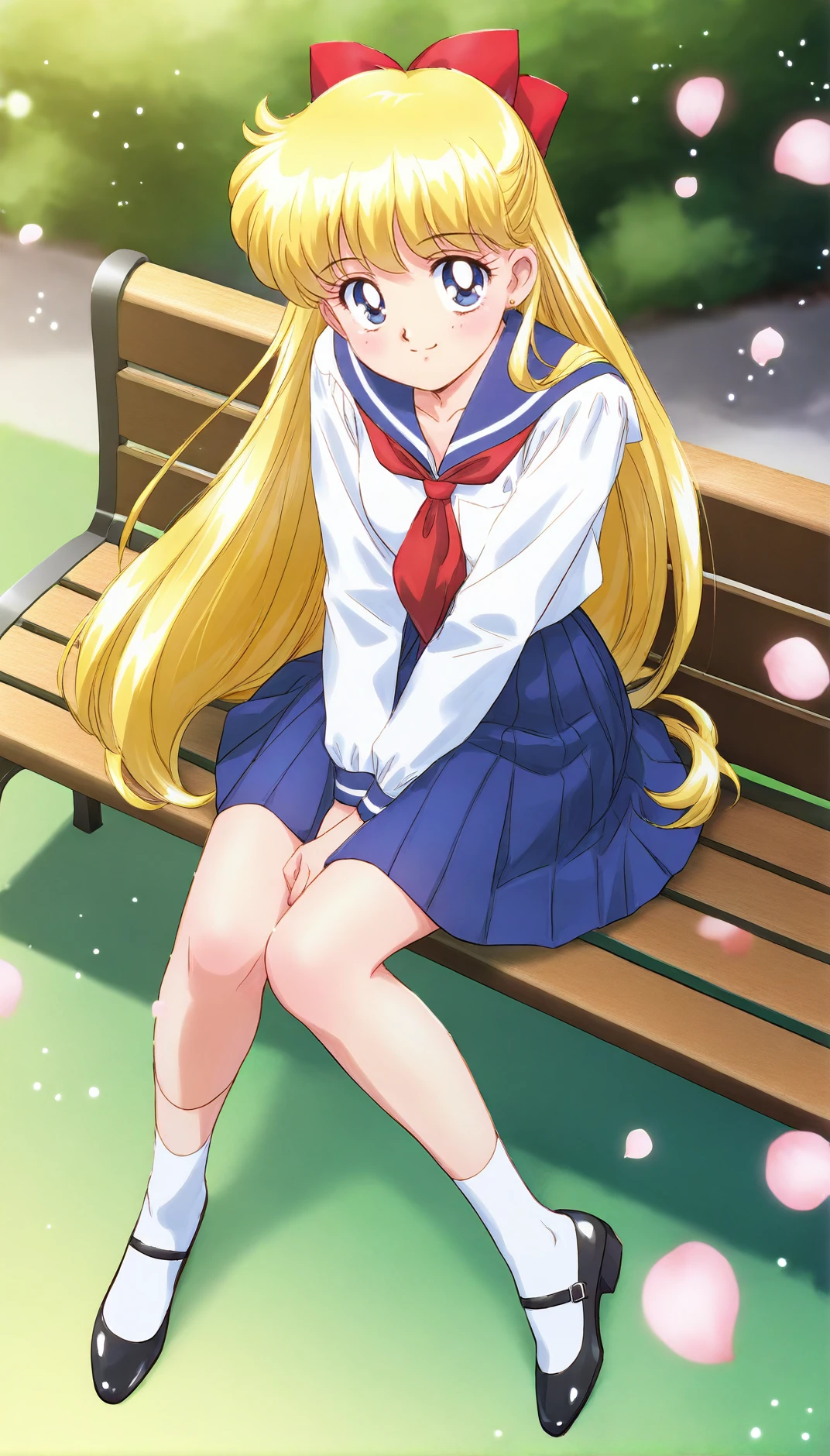 Asia Beautiful long blonde hair green eyes high school girl No panties shyness Squat with your legs apart
