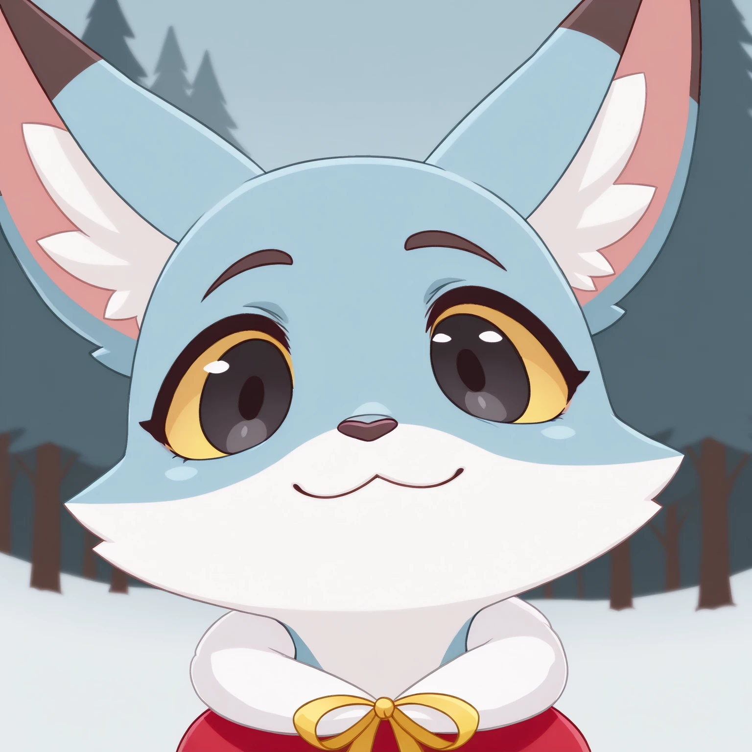 masterpiece, best quality,
Asya, solo, blue fur, fox, yellow sclera, black eyes, bright yellow ribbon, white neck, santa dress, mutsukiface, chibi, portrait, close-up, smile, :3, closed mouth, forest, snow, day
 <lora:meme_mutsukiface_illustriousXL:1>
<lora:Asya_illustriousXL:0.9>