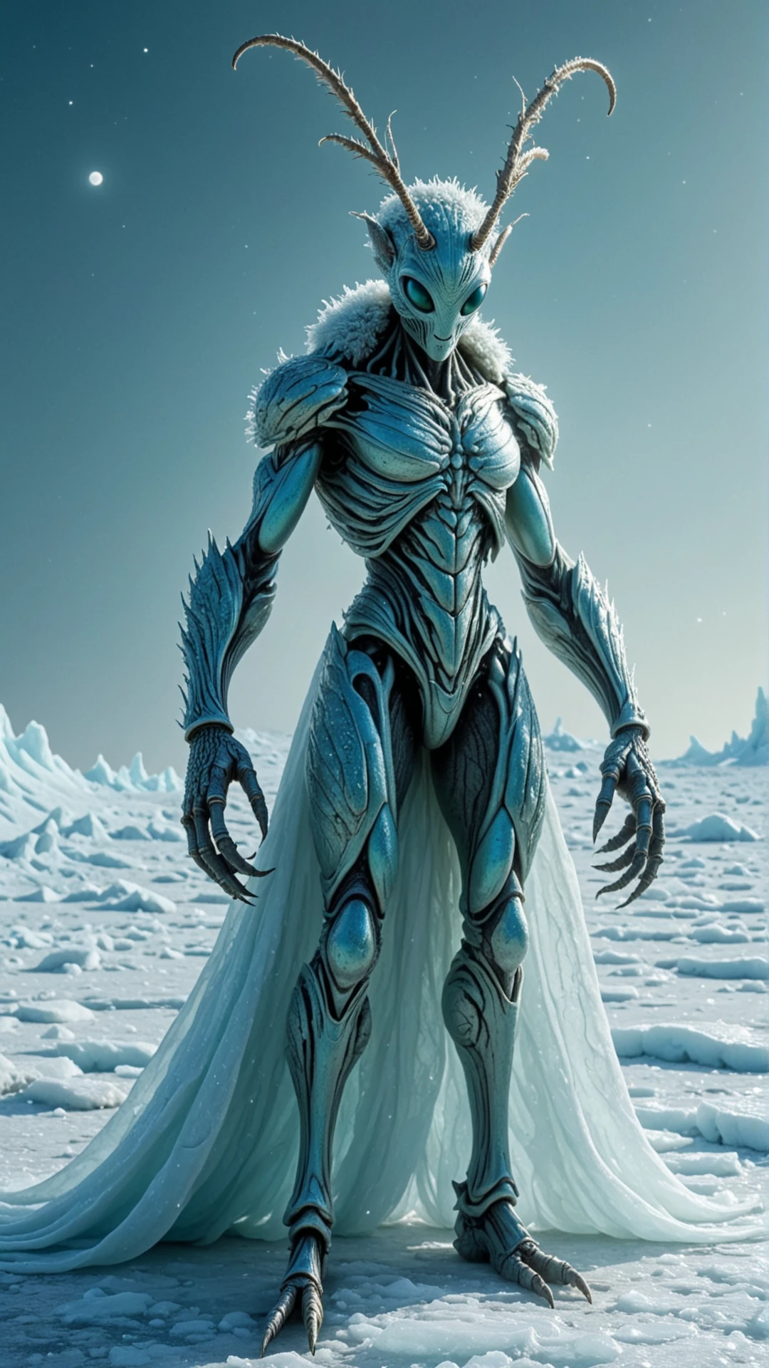 <lora:InsectHybridSDXL:1>monster, hybrid, insecthybrid weevil, the hybrid is a monster, in location moonlit glacial field, portrait, , Ice Queen, humanoid