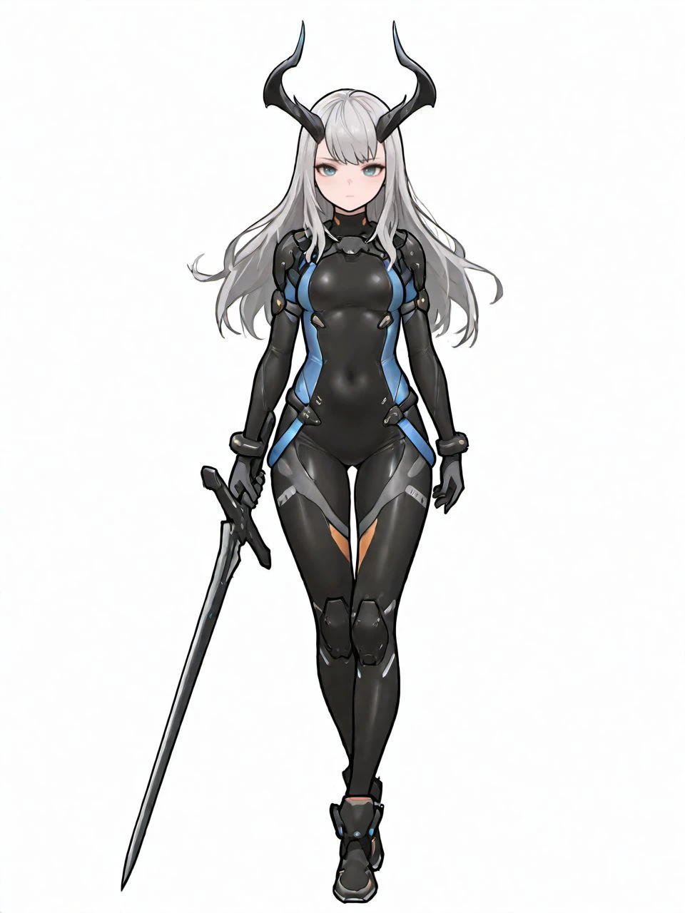 masterpiece, best quality, amazing quality, very aesthetic, high resolution,
heyra, weapon, solo, holding weapon, white background, simple background, grey hair, closed mouth, sword, bodysuit, sketch, standing, 1girl, long hair, horns, full body,
<lora:heyra_race_v2_epoch_6:0.9>