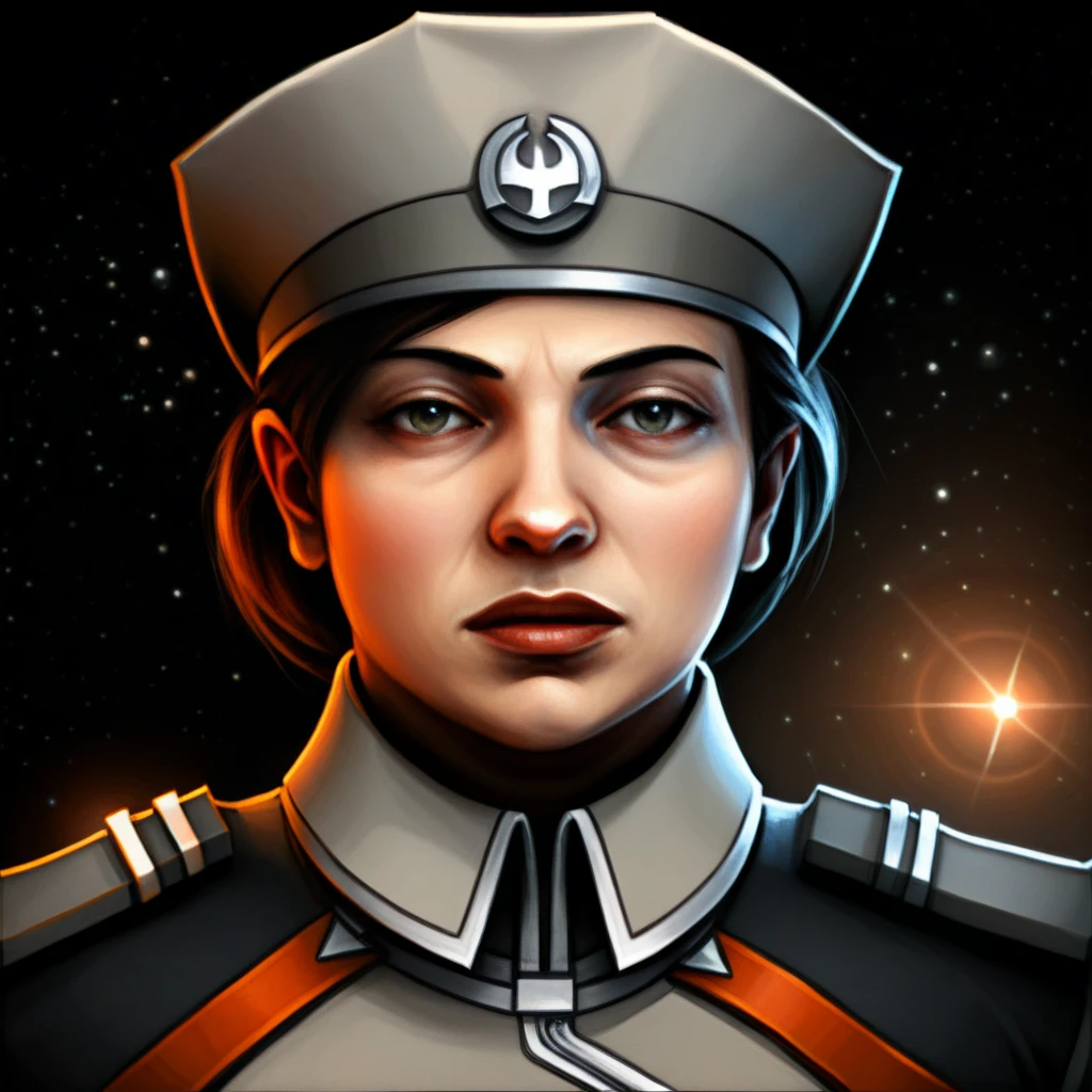 realistic starsector portrait of a woman wearing a hegemony uniform <lora:Starsector_SDXL_V1.0:0.8>