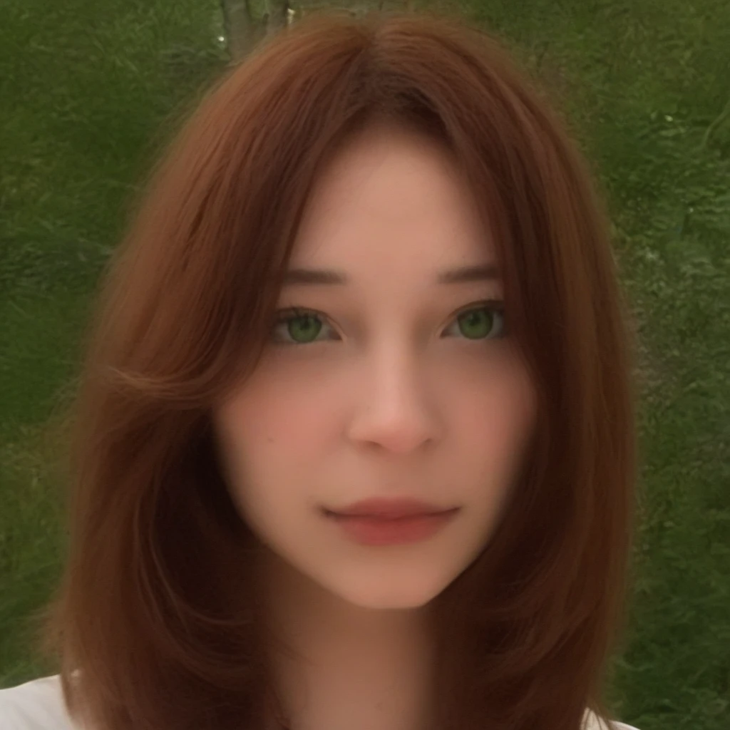 solo, brown hair, green eyes, 1girl