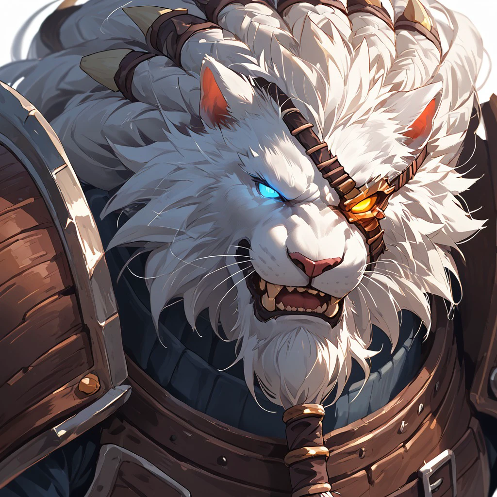 score_9, score_8_up, score_7_up, score_6_up, Rengar, bara, eyepatch, glowing eyes, armor, close up,