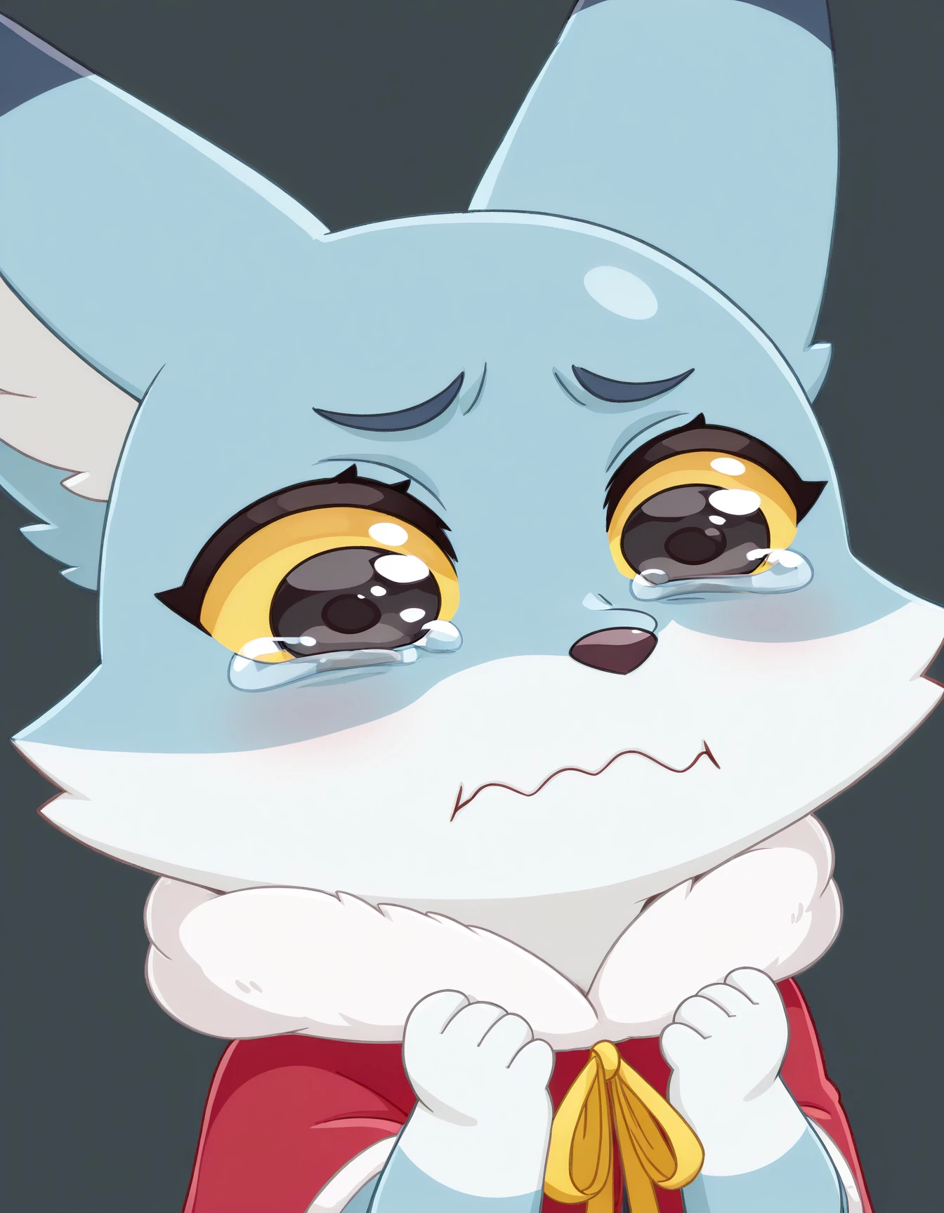 chibi
Asya, solo, blue fur, bright yellow ribbon, furry, fox, yellow sclera, black eyes, red cape with white fur trim, short sleeves, aquacrying, wavy mouth, closed mouth, tearing up, masterpiece, best quality, portrait,<lora:meme_aquacrying_illustriousXL:1>
<lora:Asya_illustriousXL:0.9>