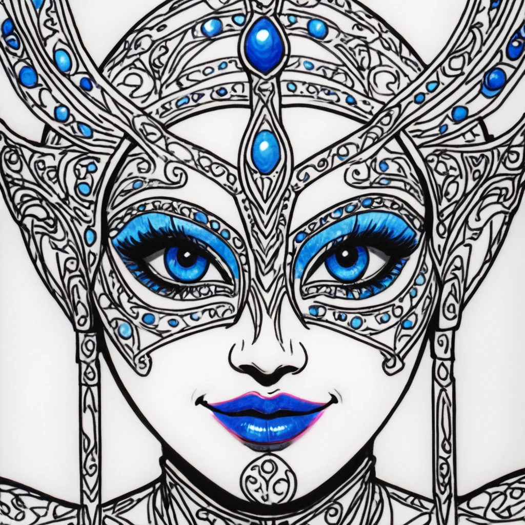 Score_9, score_8_up, score_7_up, score_6_up, BREAK <lora:Moonlit_MinimalismPony:1> ArsMJStyle, Moonlit Minimalism, The image shows a drawing of a woman's face with blue eyes on a white background. The face is sketched in detail with the eyes looking directly at the viewer and the lips slightly parted. The eyes are a deep blue color and the nose is a lighter shade of blue. The mouth is slightly open revealing a hint of a smile., blue eyes, makeup, lineart, eye focus, white background, simple background, 1girl, solo, spot color, lipstick