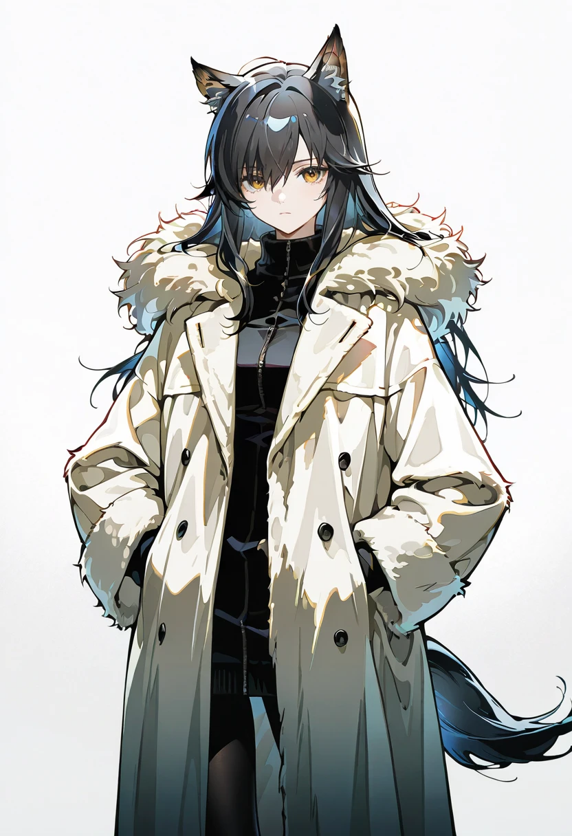 1girl,solo,looking at viewer,ikeda ruriko, fur coat, texas_(arknights)