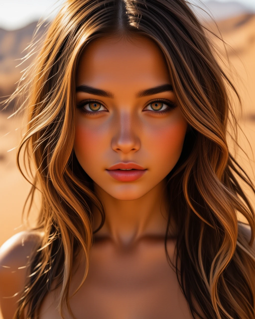 raw photo of a stunningly beautiful, dejah thoris princess of mars, 20 yr old, caucasian female goddess, extreme face close-up portrait, standing on a martian planet, hip length long wind blown golden-brown hair, realistic caramel skin, large round golden-hazel eyes, sexy long eyelashes, 
<lora:midjourney_whisper_innocent_eyes_v01:0.5> <lora:TEST_1:0.6> <lora:Jib_Flux_Nipple_Fix_v2:0.4>