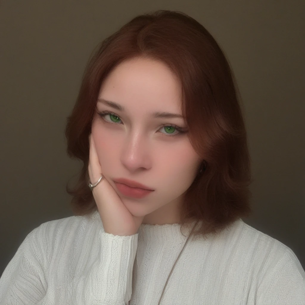 realistic, green eyes, 1girl, solo