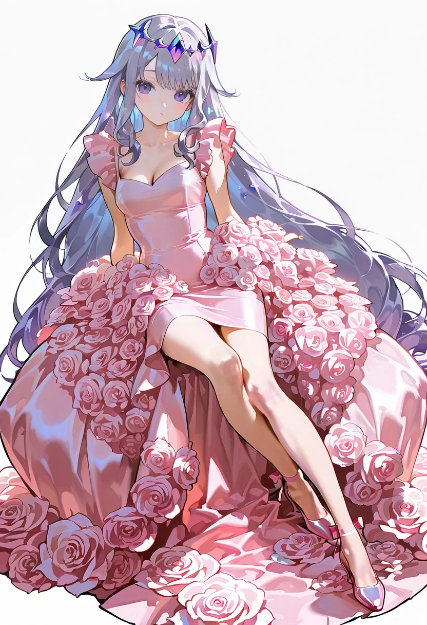 1girl,solo,looking at viewer,ikeda ruriko,rose dress, pink dress, koseki_bijou