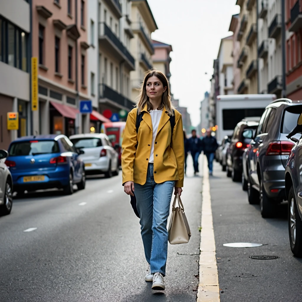 girl walking in the street