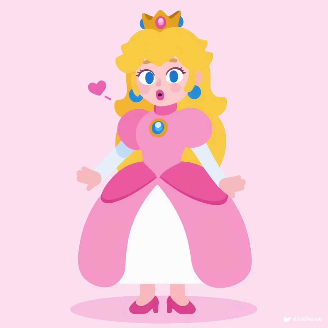 flat cartoon, princess peach