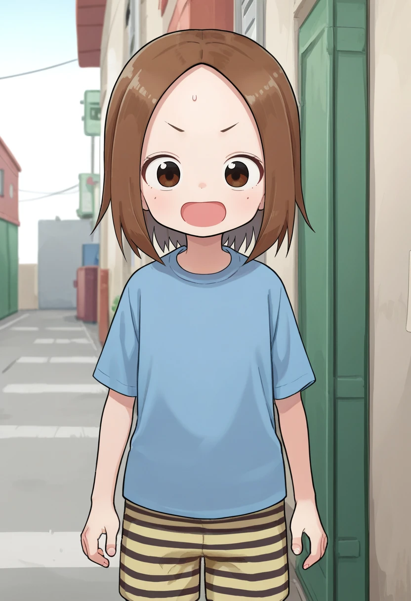 score_9, score_8_up, score_7_up, , <lora:add-detail-xl:3>,
BREAK
<lora:Chi_Nishikata:0.8>, chi, 1girl, brown eyes, brown hair, blue shirt, striped shorts,
BREAK
solo, standing,