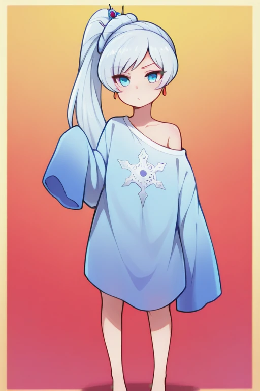 masterpiece, best quality, 1girl, Weiss Schnee,AgeRegression,Oversized Clothes